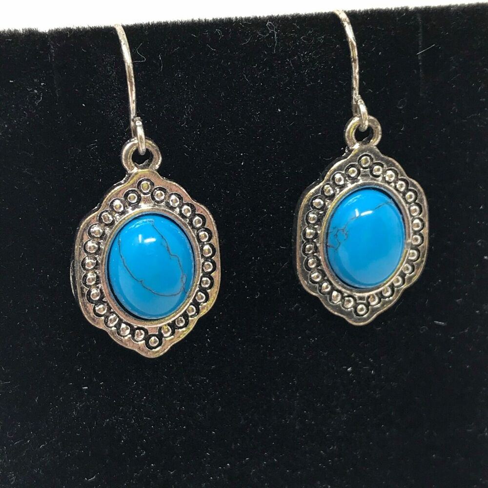 Vintage Turquoise Western Dangle Drop Earrings Jewelry